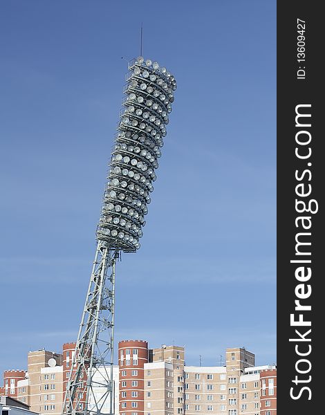 Lamp stadium on a clear blue sky