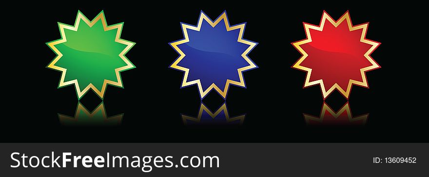 Vector popular color buttons star for internet. Vector popular color buttons star for internet