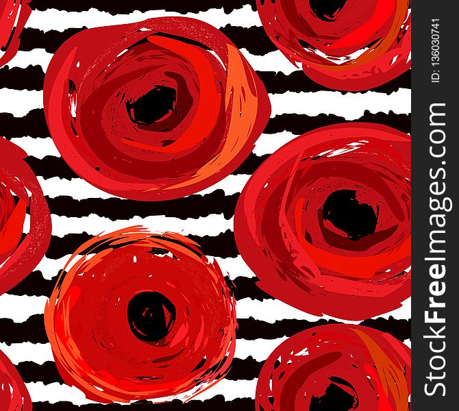 Seamless pattern with abstract red poppies. Vector illustration. Seamless pattern with abstract red poppies. Vector illustration