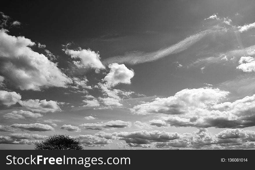 Sky, Cloud, Black And White, Monochrome Photography