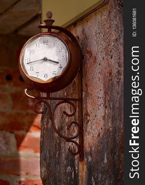 Clock, Wood, Antique, Metal