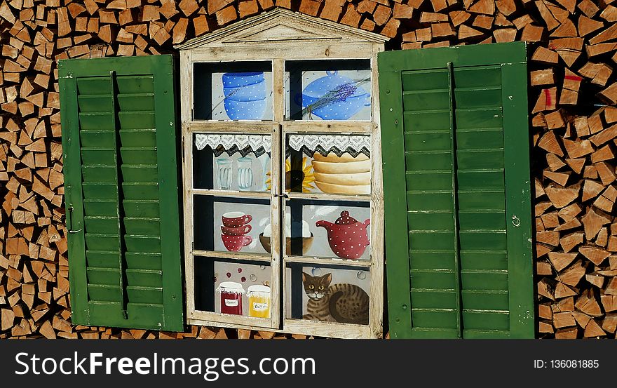 Green, Shed, Window, Shelf