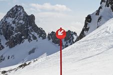 Down Arrow Sign On Ski Slope Stock Photography Down Arrow Sign On Ski Slope Stock Photography