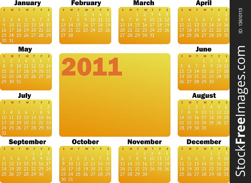 Calendar for 2011 orange red