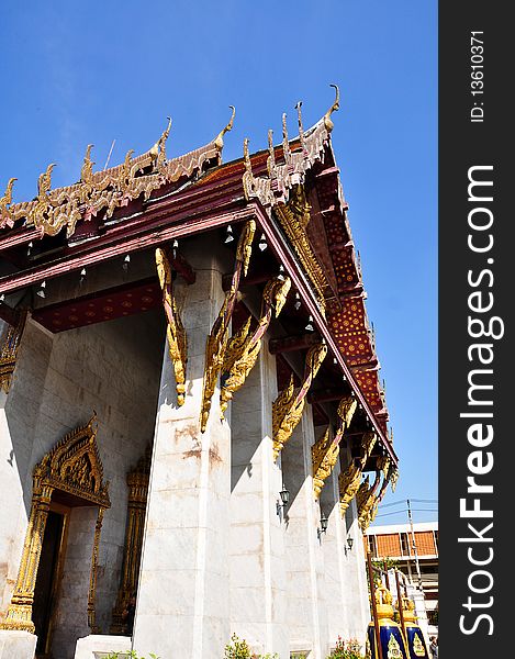 Thai temple with blue sky. Thai temple with blue sky