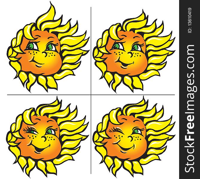 Vector Funny Sunflowers With A Smile