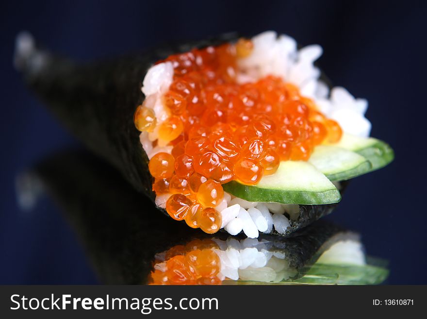 Freshness roll sushi with caviar. Freshness roll sushi with caviar