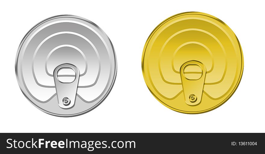 Illustration of lids from tin jars on a white background. Illustration of lids from tin jars on a white background