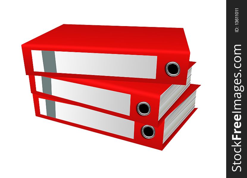 Illustration of red office folders on a white background