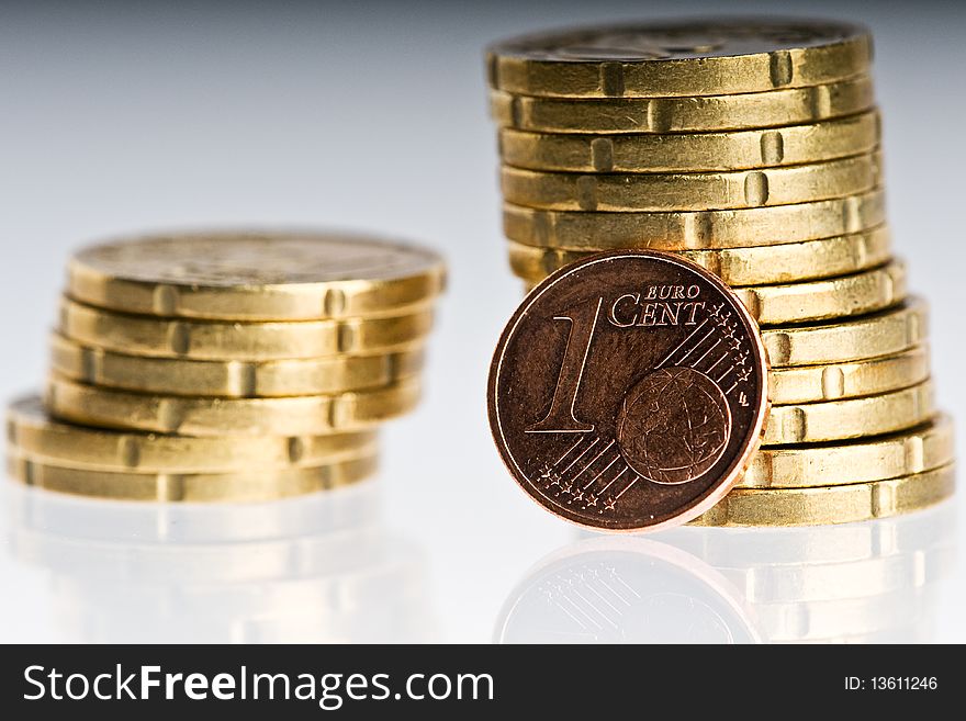 Many euro coins in different ways