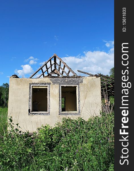 Old ruined house with sky and verdure. Old ruined house with sky and verdure