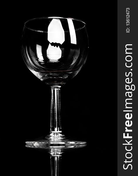 Empty wineglass black and white