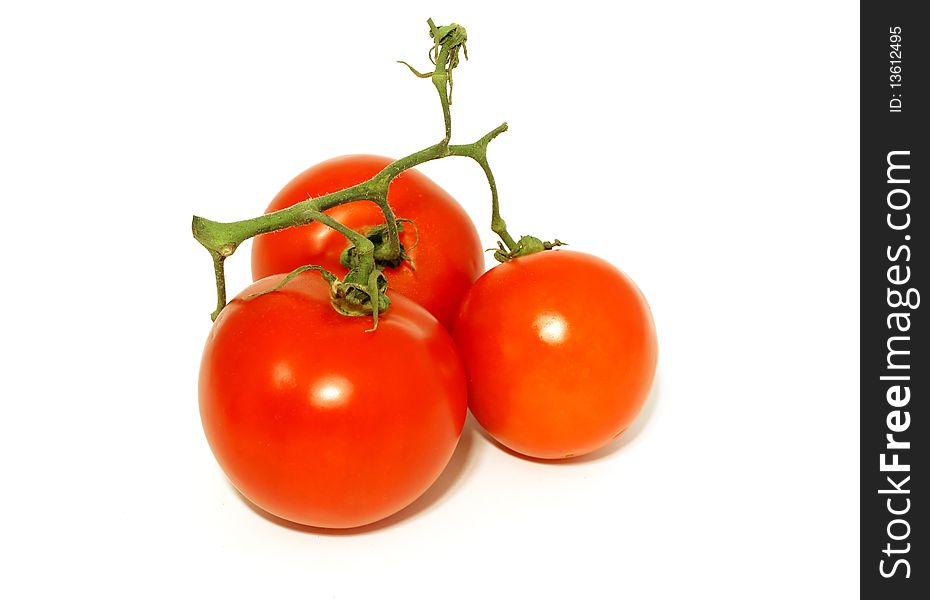 ripe tomatoes isolated on a white background. ripe tomatoes isolated on a white background