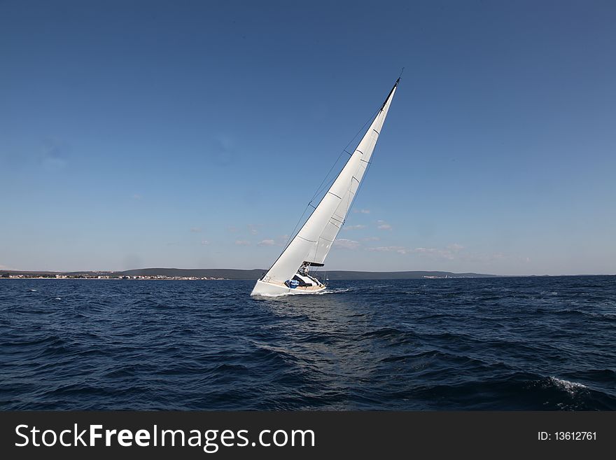 Sailing on the Adriatic Sea, modern yacht