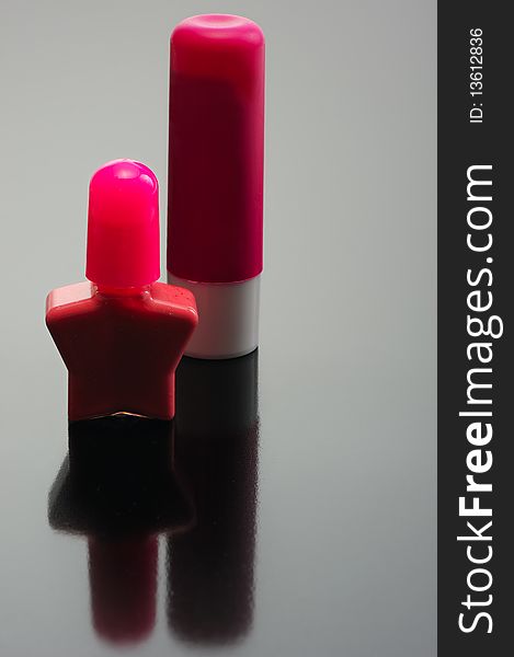 A set of children's cosmetics - nail polish and lipstick