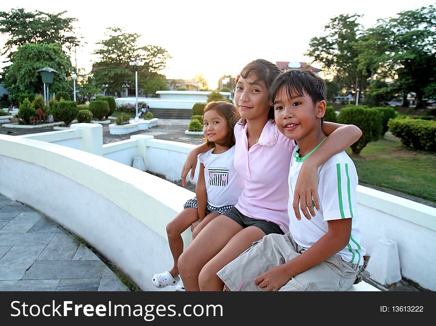 Asian children enjoying at the park. Asian children enjoying at the park