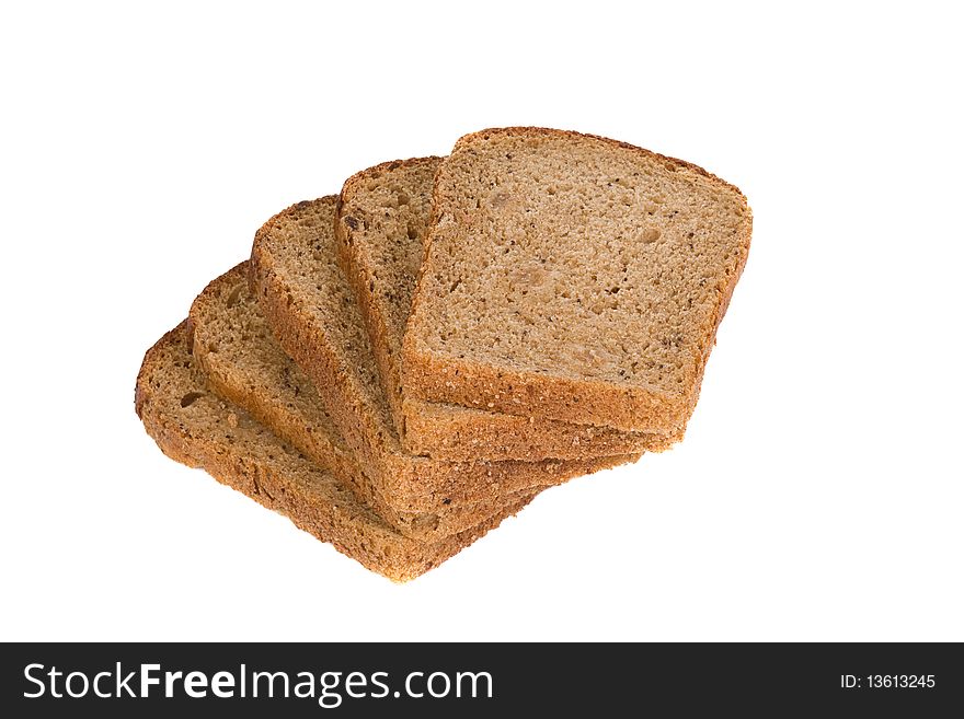 Isolated cut bread on white