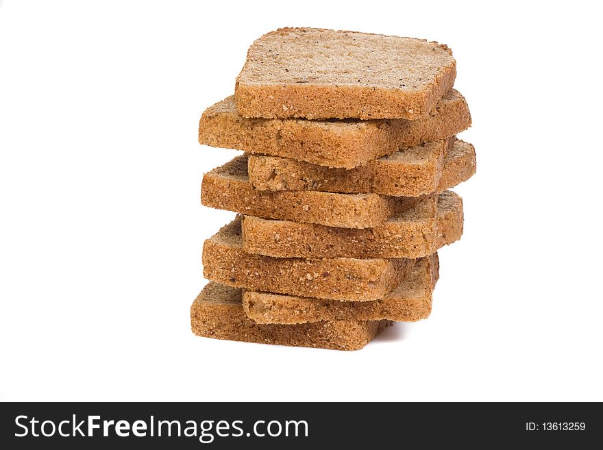 Isolated cut bread on white