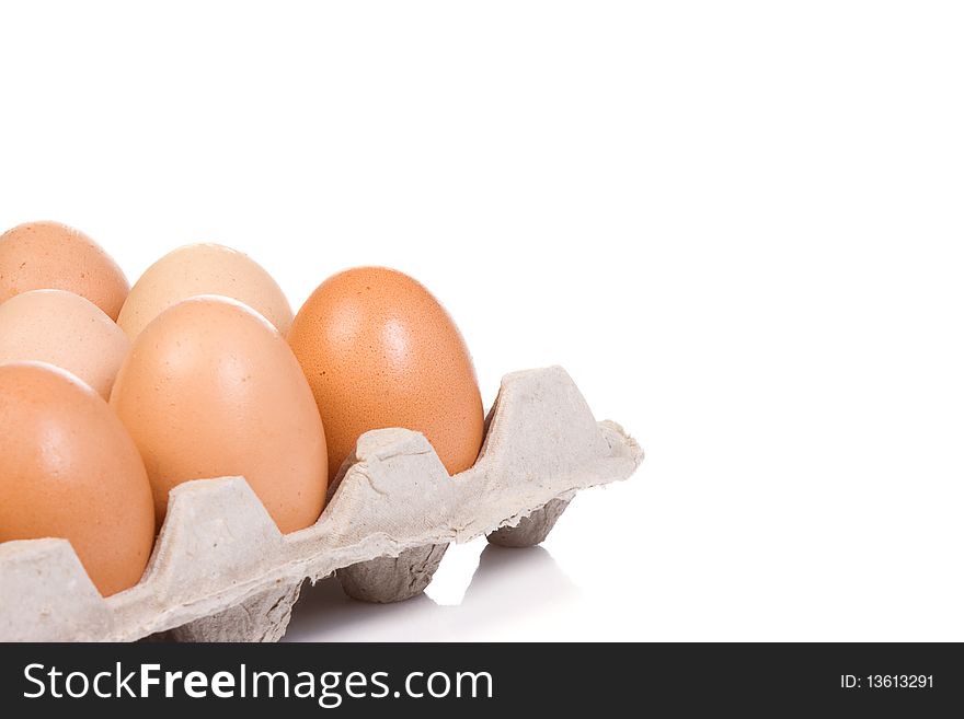 Eggs in protective container with reflection