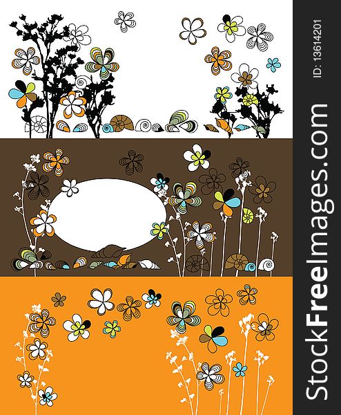 Graphic Set With Flowers