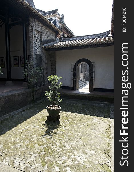 Front gate of old home in small Chinese village