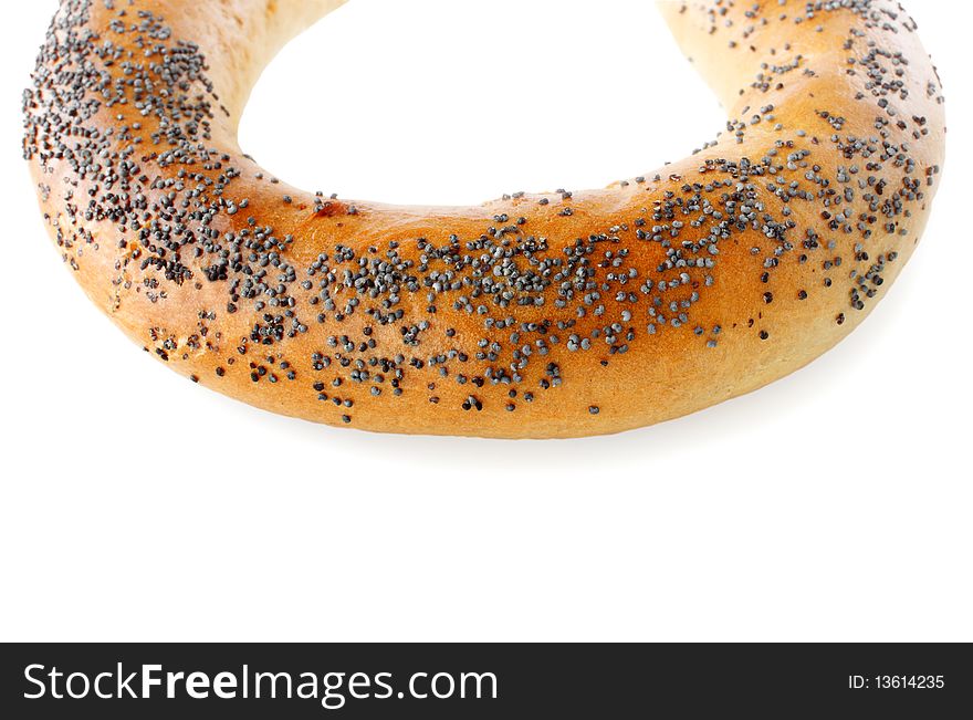 Bagel With  Poppy Seeds Isolated