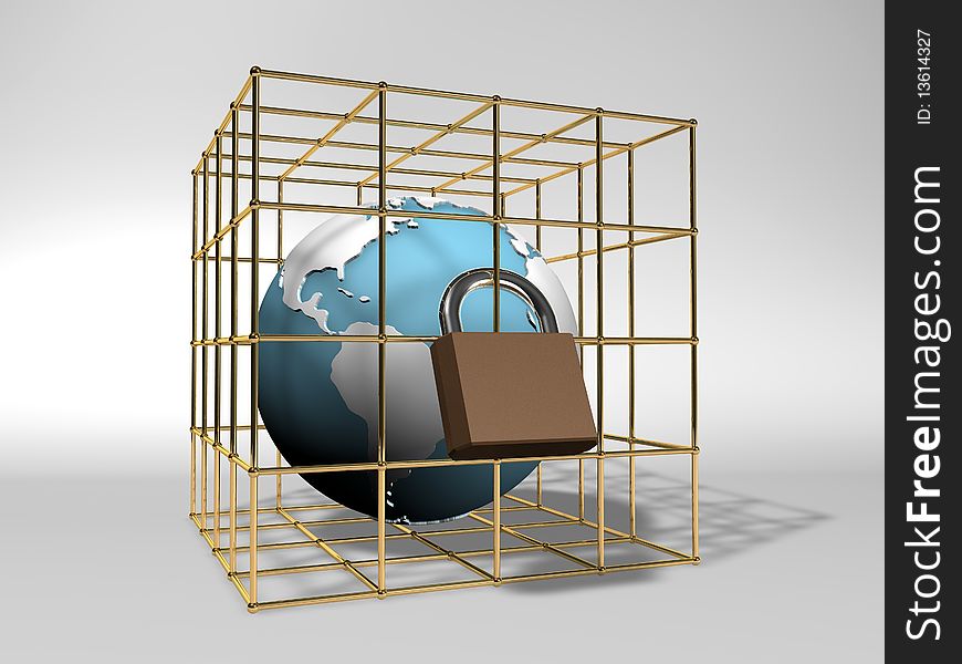 Globe in a golden cage