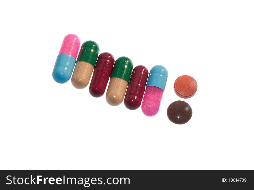 Pills different destination for treatment people as an background for drugstore advertising