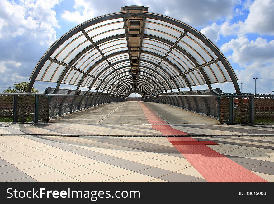 Industrial tunnel with path for the blind