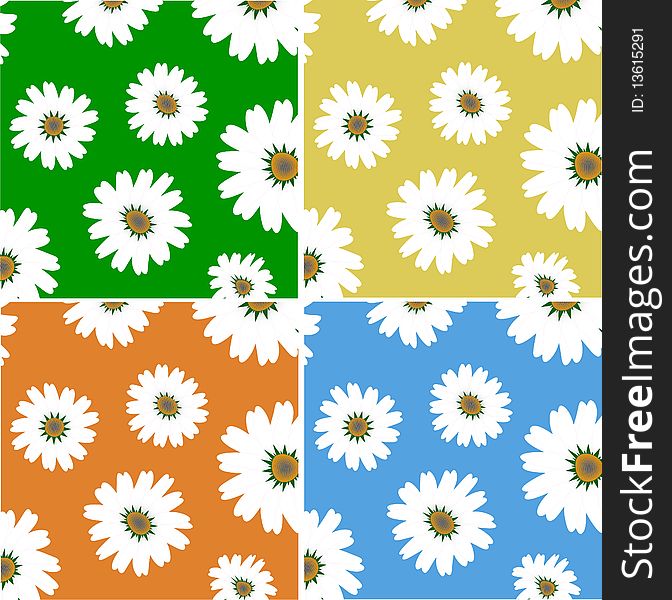 Four backgrounds of different color with  flowers pattern. Four backgrounds of different color with  flowers pattern