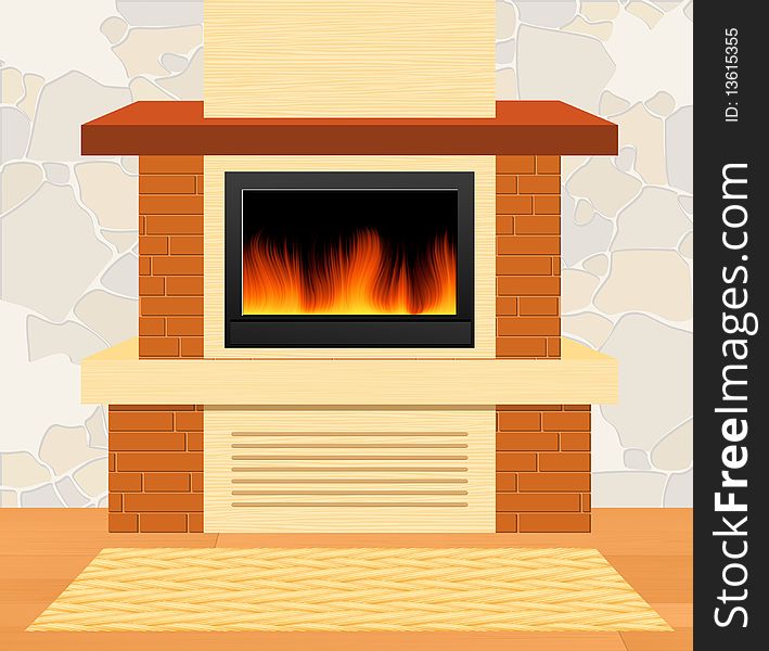Fireplace, iilustration, AI file included