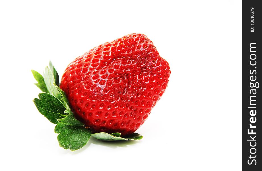 Strawberry close up on a white background