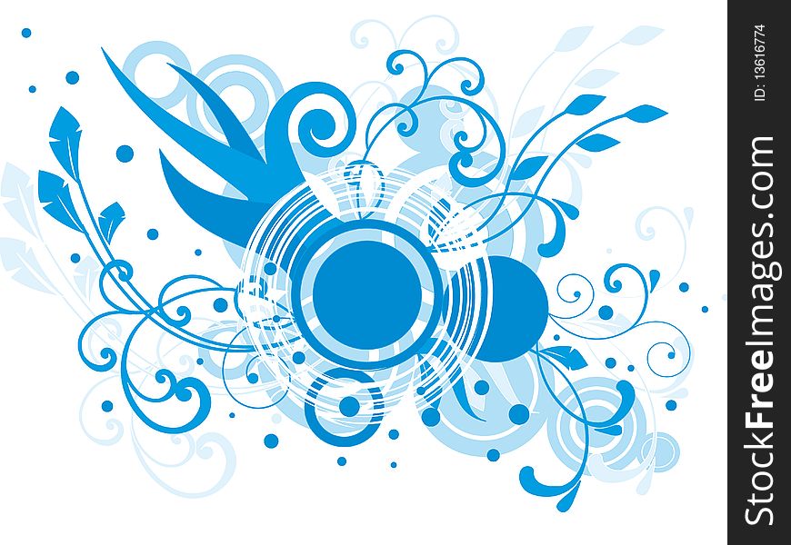 Blue floral ornaments in vector format