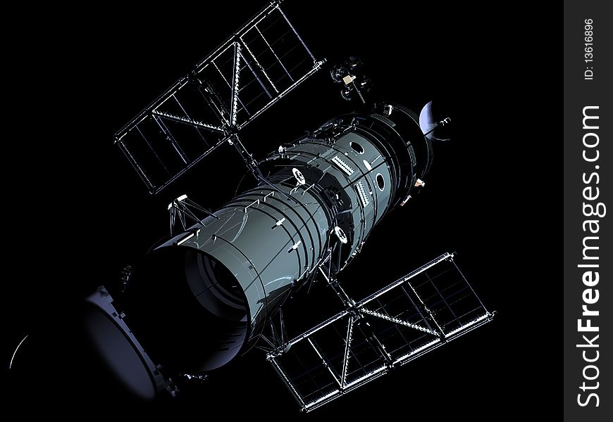 The spacecraft in outer space. The spacecraft in outer space