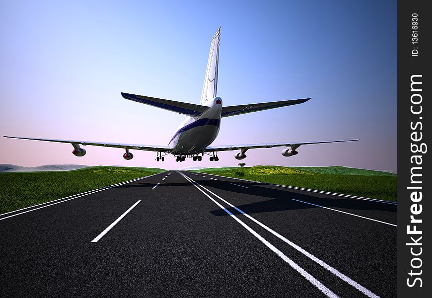 The plane on the runway. The plane on the runway