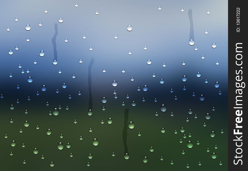 Rain drops on window glass on stormy day. Rain drops on window glass on stormy day