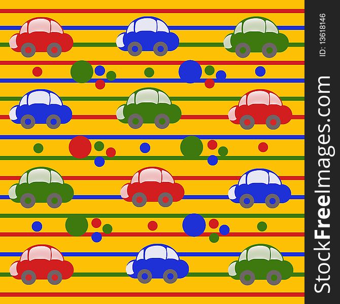 Children background with colour cars. Children background with colour cars