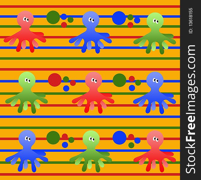 Children background with colour octopus. Children background with colour octopus