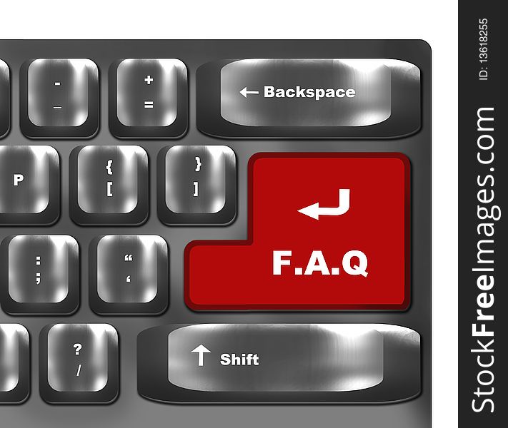 Red button F.A.Q on keyboard (frequently asked questions)