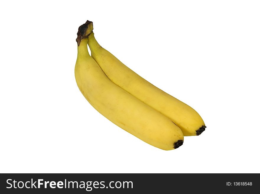 Two bananas isolated on a white background