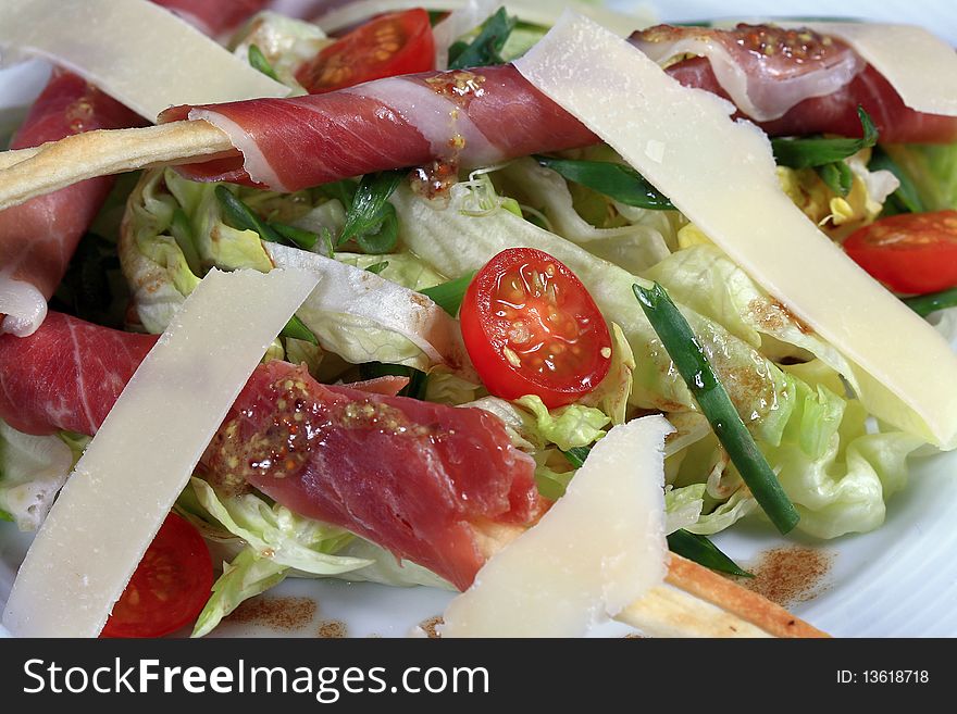 Vegetable salad with aromatic fresh fillets. Vegetable salad with aromatic fresh fillets