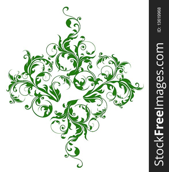 Illustration drawing of beautiful green flower pattern