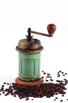 Vintage Coffee Grinder And Coffee Beans Stock Photos Vintage Coffee Grinder And Coffee Beans Stock Photos