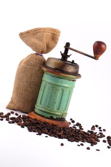 Vintage Coffee Grinder And Coffee Beans Stock Photography Vintage Coffee Grinder And Coffee Beans Stock Photography