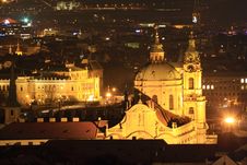 Night View On Prague St. Nicholas´ Cathedral Royalty Free Stock Photos Night View On Prague St. Nicholas´ Cathedral Royalty Free Stock Photos