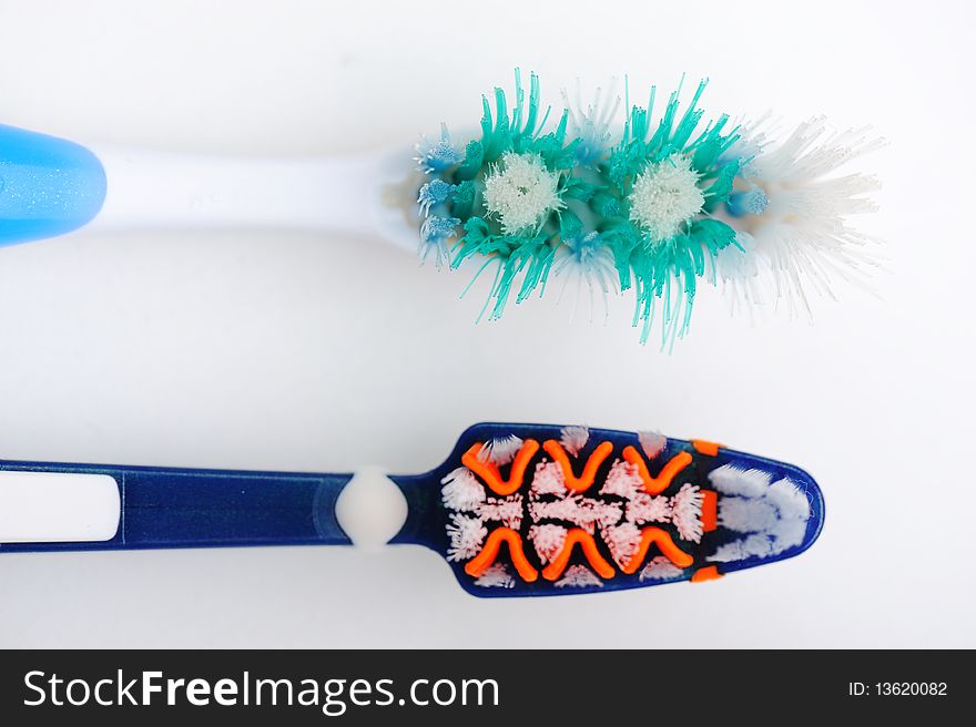 New and used tooth brushes