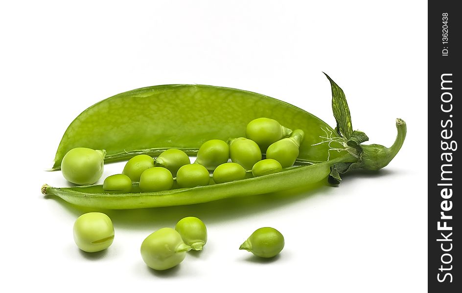 Fresh green Peas on white. Fresh green Peas on white