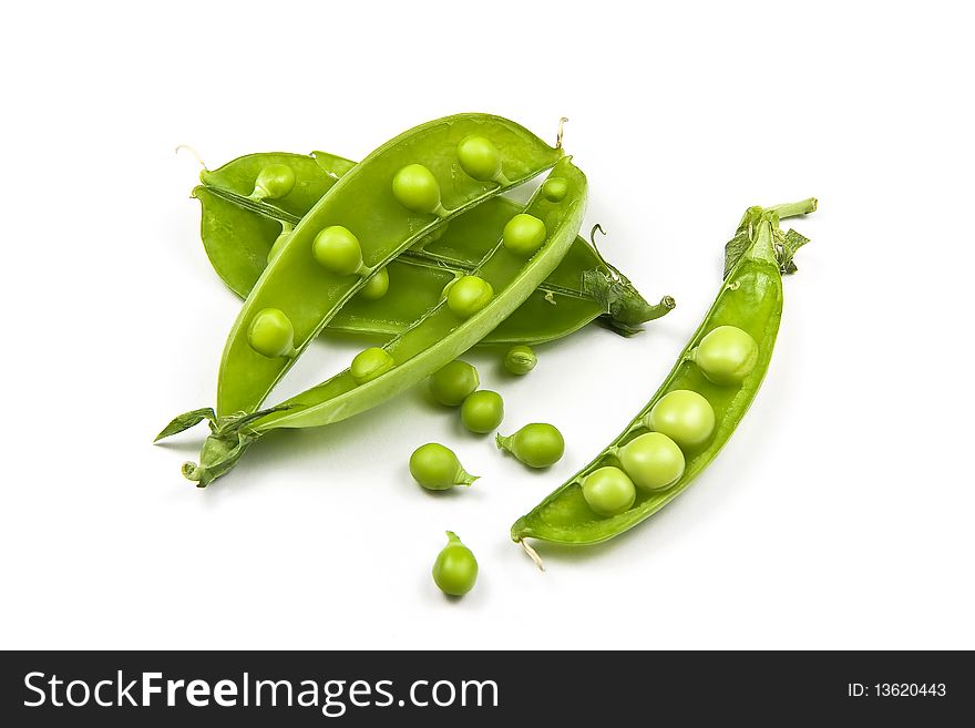 Fresh sugar snap peas isolated on a white background. Fresh sugar snap peas isolated on a white background