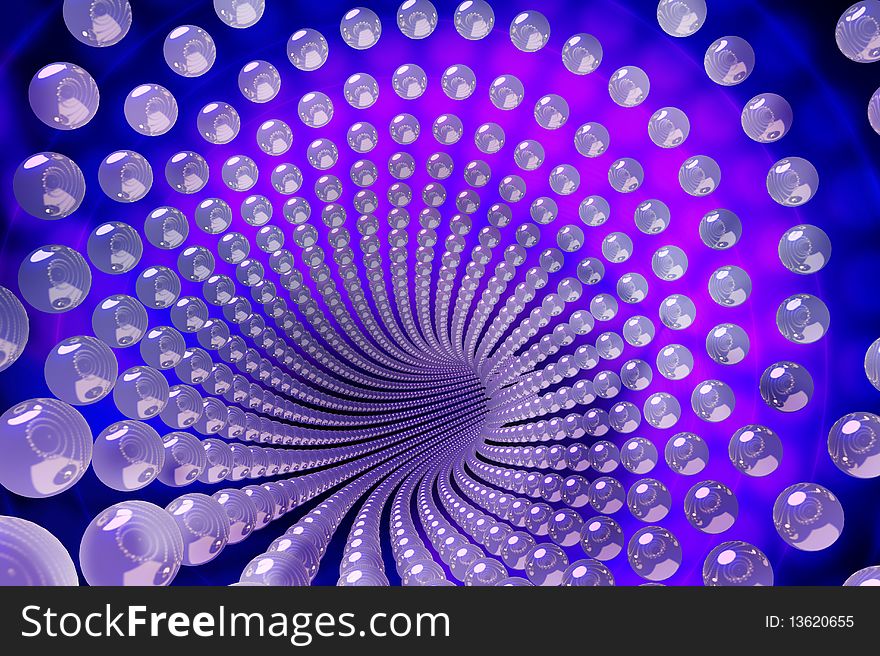 Abstract background of balls arranged in a circle and converging toward the center. Abstract background of balls arranged in a circle and converging toward the center