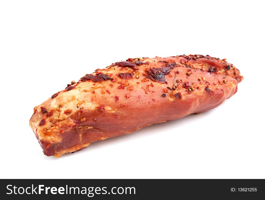 Meat smoked on a white background